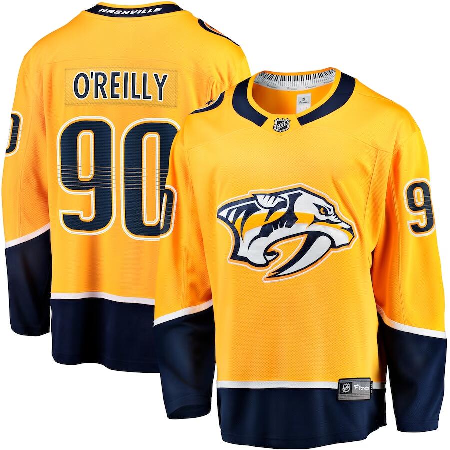 Men's Nashville Predators #90 Ryan O'Reilly Yellow Stitched NHL Jersey