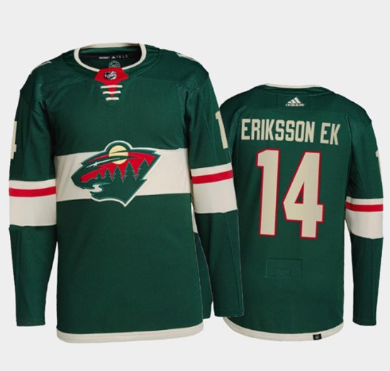 Men's Minnesota Wild #14 Joel Eriksson Ek Green Stitched Jersey
