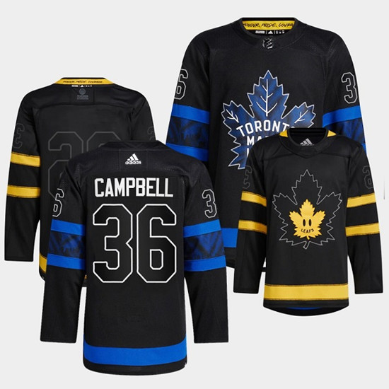 Men's Toronto Maple Leafs Black #36 Jack Campbell Alternate Premier Breakaway Reversible Stitched Jersey