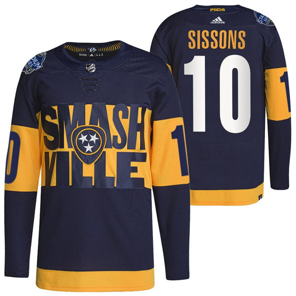 Men's Nashville Predators #10 Colton Sissons 2022 Navy Stadium Series Breakaway Player Stitched Jersey