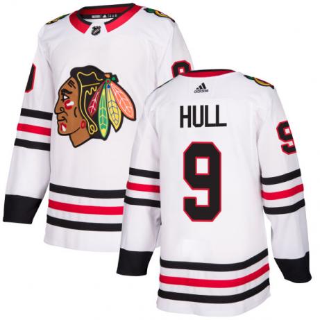 Men's Chicago Blackhawks #9 Bobby Hull White Stitched NHL Jersey
