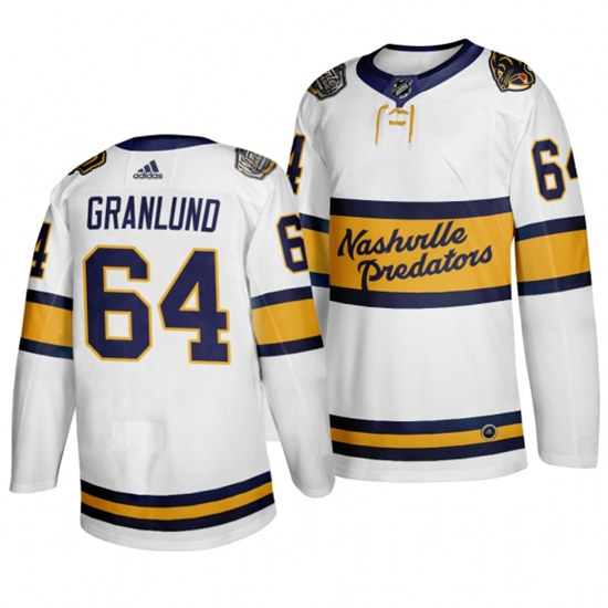 Men's Nashville Predators adidas#64 Mikael Granlund White 2020 Winter Stitched NHL Jersey