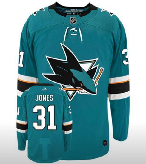 Men's San Jose Sharks Martin Jones Teal NHL Stitched Jersey