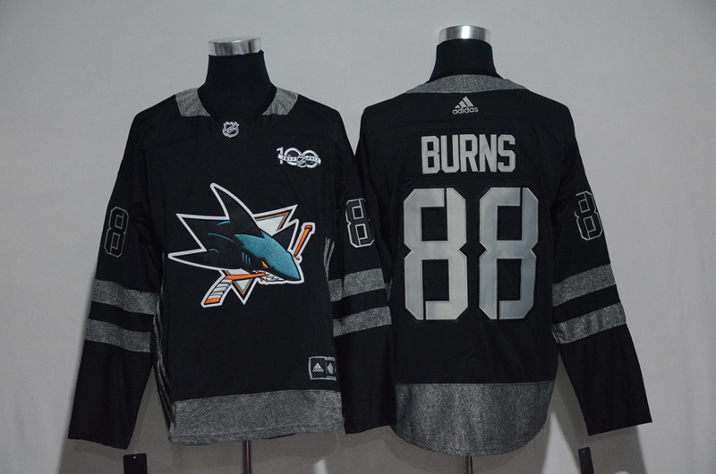 San Jose Sharks #88 Brent Burns Black Men's 1917-2017 100th Anniversary Stitched NHL Jersey
