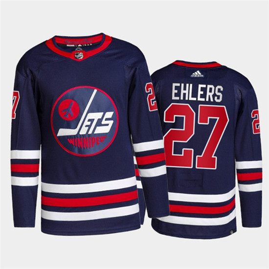 Men's Winnipeg Jets #27 Nikolaj Ehlers 2021/22 Navy Stitched Jersey