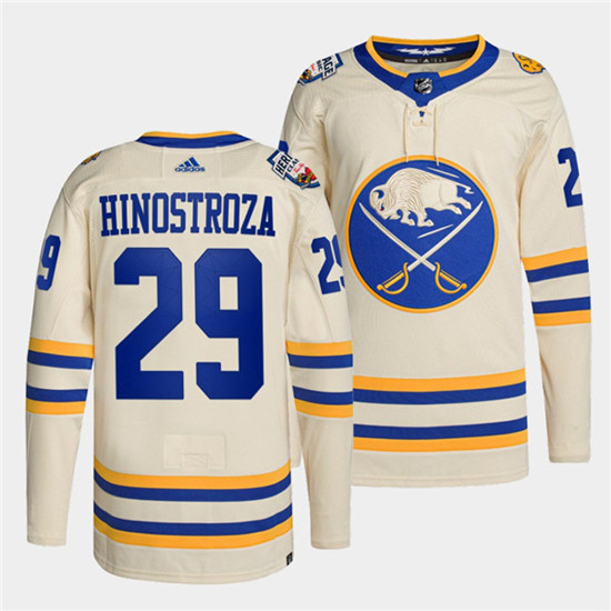 Men's Buffalo Sabres #29 Vinnie Hinostroza 2022 Cream Heritage Classic Stitched Jersey