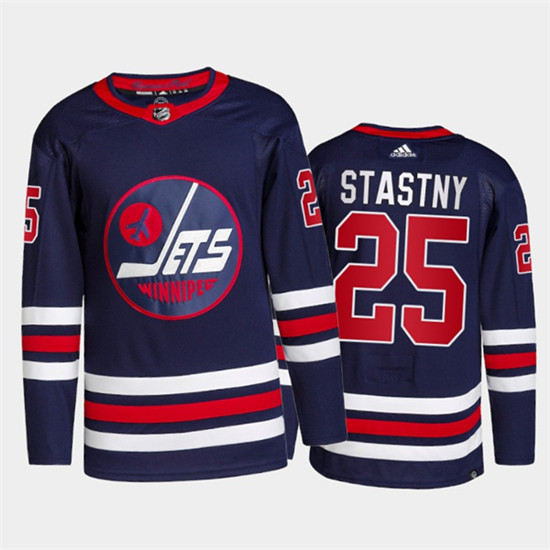 Men's Winnipeg Jets #25 Paul Stastny 2021/22 Navy Stitched Jersey