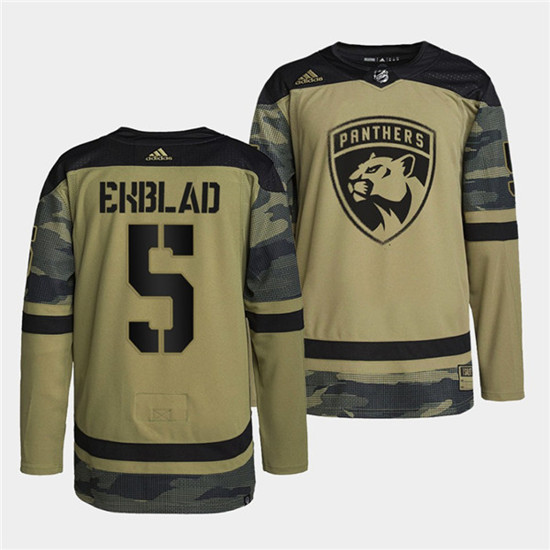 Men's Florida Panthers #5 Aaron Ekblad 2022 Camo Military Appreciation Night Stitched Jersey