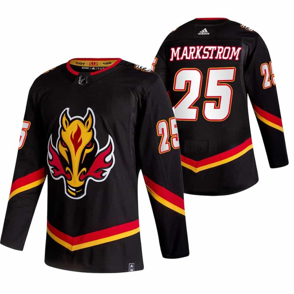 Men's Calgary Flames #25 Jacob Markstrom 2020-21 Black Reverse Retro Stitched NHL Jersey