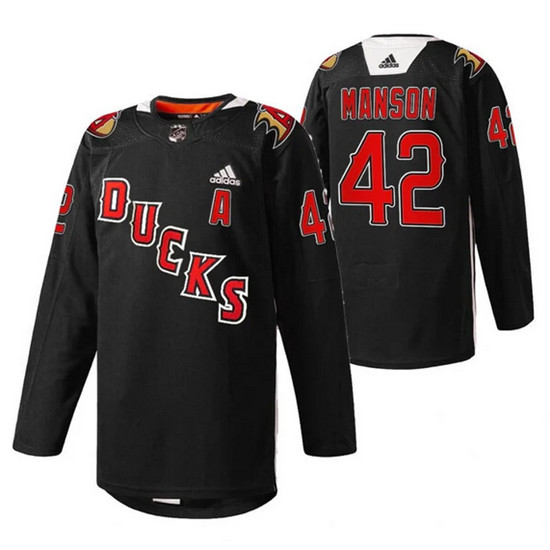 Men's Anaheim Ducks #42 Josh Manson 2022 Black Angels Night Stitched Jersey