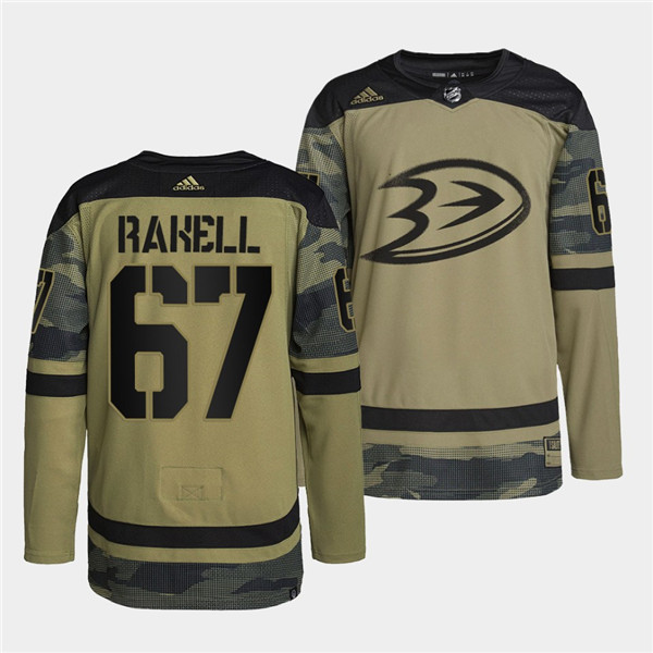 Men's Anaheim Ducks #67 Rickard Rakell 2022 Camo Military Appreciation Night Stitched Jersey