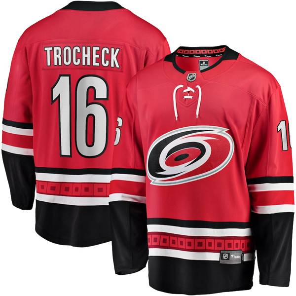 Men's Carolina Hurricanes #16 Vincent Trocheck Red Stitched NHL Jersey