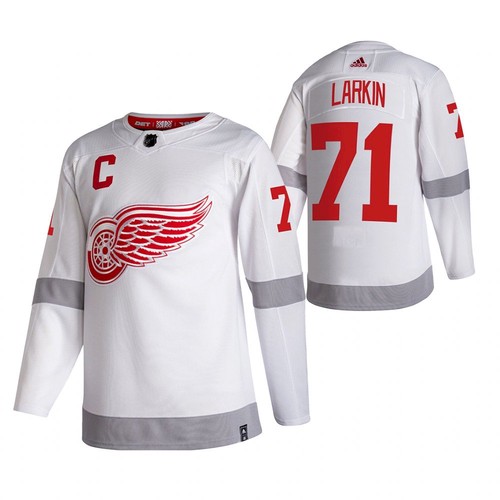 Men's Detroit Red Wings #71 Dylan Larkin White 2020-21 Reverse Retro Stitched NHL Jersey