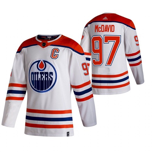 Men's Edmonton Oilers #97 Connor McDavid White 2020-21 Reverse Retro Stitched NHL Jersey