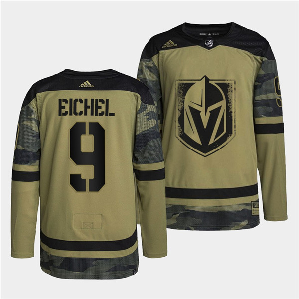 Men's Vegas Golden Knights #9 Jack Eichel 2022 Camo Military Appreciation Night Stitched Jersey