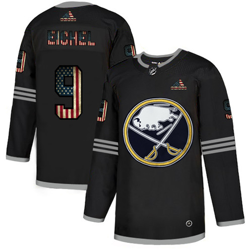 Men's Buffalo Sabres #9 Jack Eichel Grey 2020 USA Flag Stitched NHL Jersey