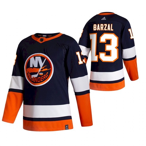 Men's New York Islanders #13 Mathew Barzal 2021 Black Reverse Retro Stitched NHL Jersey