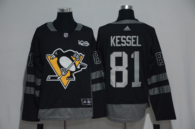 Pittsburgh Penguins #81 Phil Kessel Black Men's 1917-2017 100th Anniversary Stitched NHL Jersey