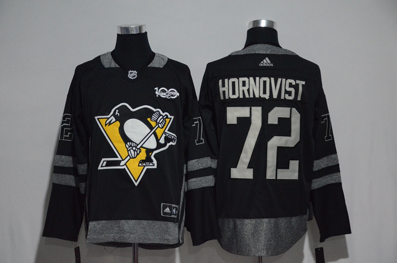 Pittsburgh Penguins #72 Patric Hornqvist Black Men's 1917-2017 100th Anniversary Stitched NHL Jersey