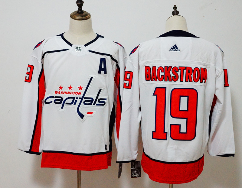 Men's Adidas Washington Capitals #19 Nicklas Backstrom White Stitched NHL Jersey