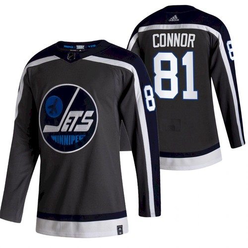 Men's Winnipeg Jets #81 Kyle Connor 2021 Grey Reverse Retro Stitched NHL Jersey
