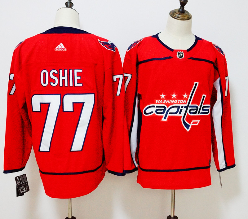 Men's Adidas Washington Capitals #77 TJ Oshie Red Stitched NHL Jersey