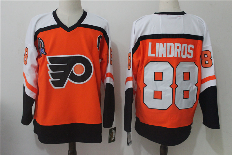 Men's Philadelphia Flyers #88 Eric Lindros Orange 1997 Stanley Cup Ccm Vintage Throwback Stitched NHL Jersey