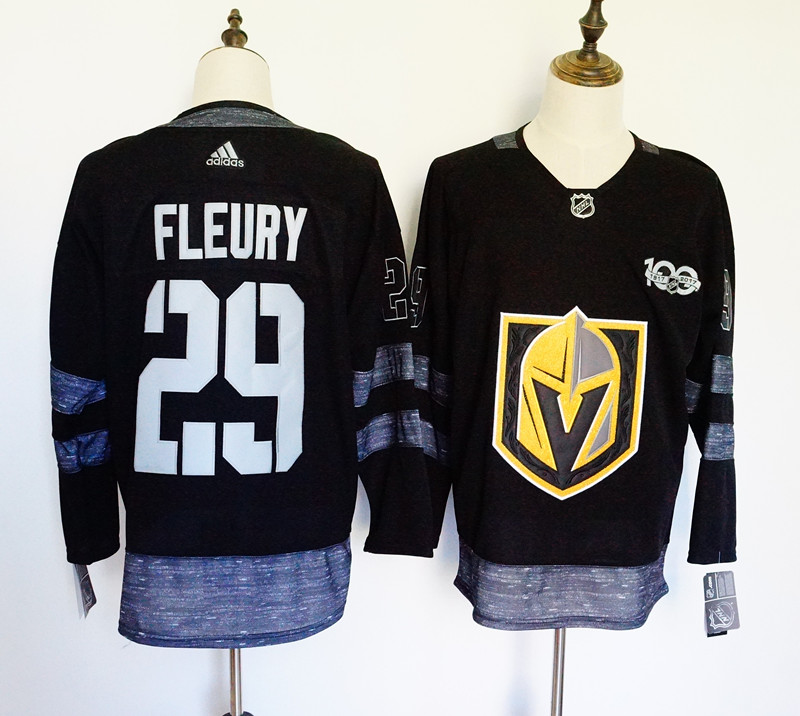 Men's Adidas Vegas Golden Knights #29 Marc-Andre Fleury Black 1917-2017 100th Anniversary Stitched NHL Jersey