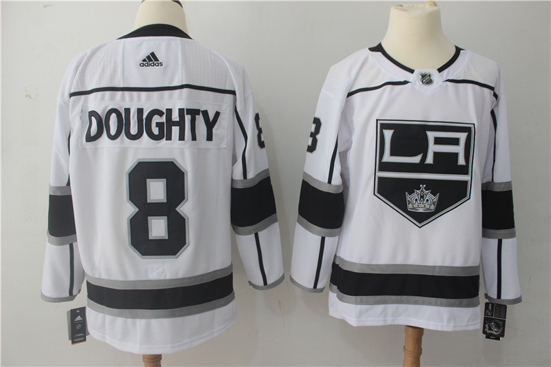 Men's Adidas Los Angeles Kings #8 Drew Doughty White Stitched NHL Jersey