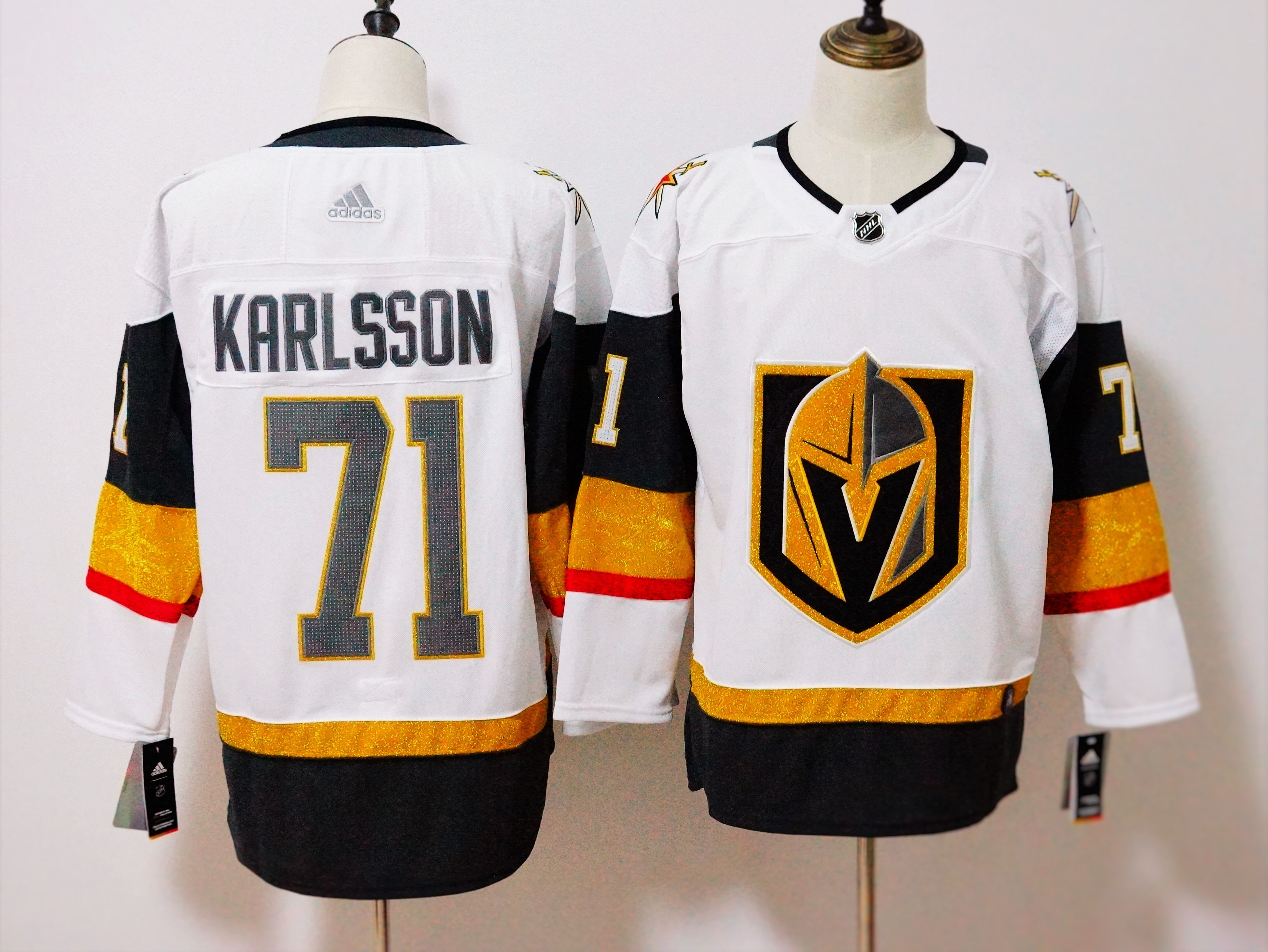Men's Adidas Vegas Golden Knights #71 William Karlsson White Stitched NHL Jersey