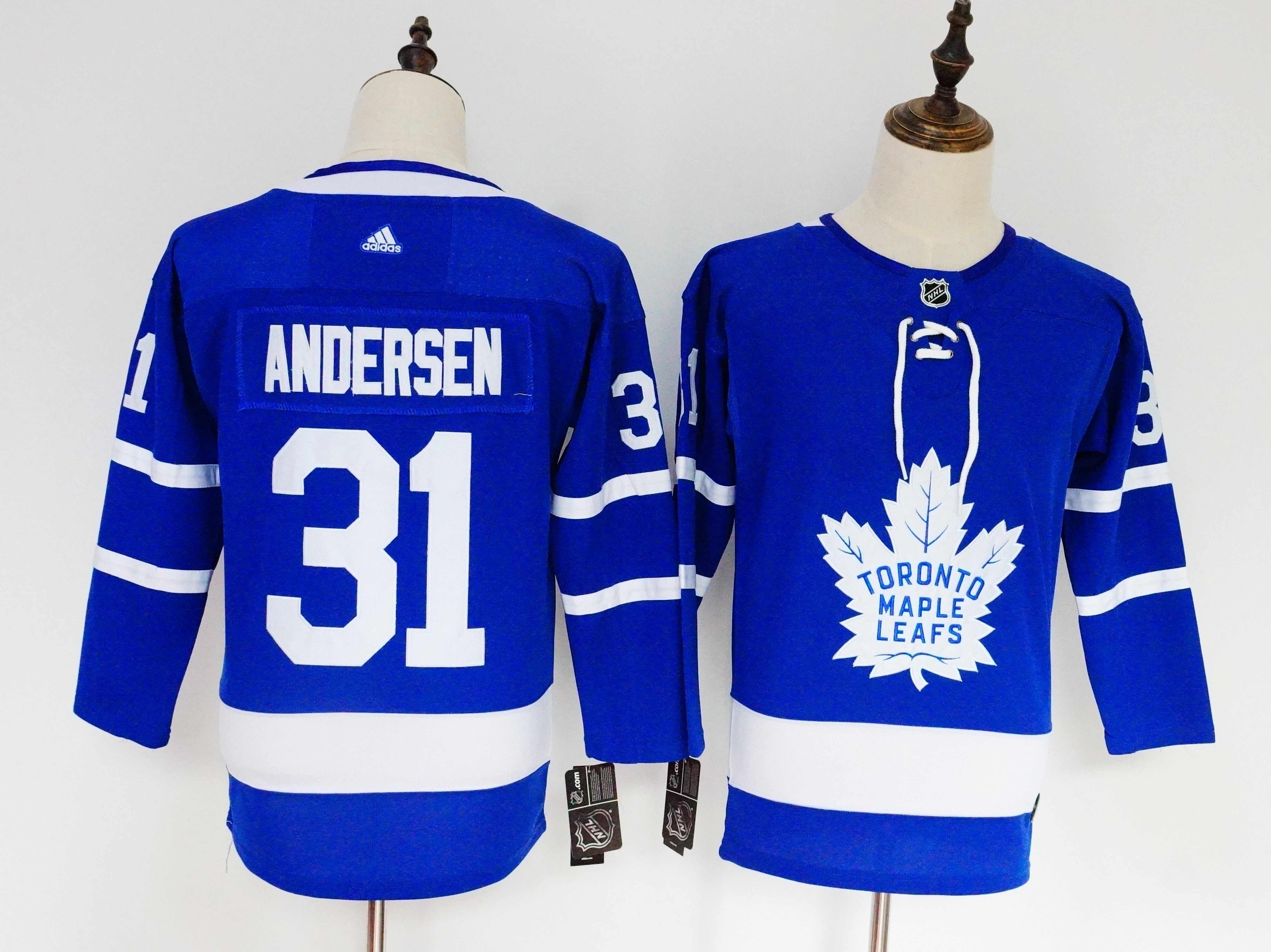 Men's Adidas Toronto Maple Leafs #31 Frederik Andersen Blue Stitched NHL Jersey