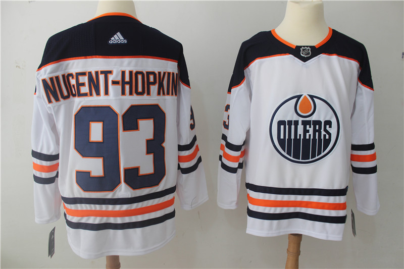 Men's Adidas Edmonton Oilers #93 Ryan Nugent-Hopkins White Stitched NHL Jersey