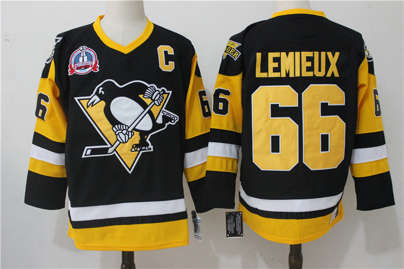 Men's Pittsburgh Penguins #66 Mario Lemieux Black Throwback CCM Stitched NHL Jersey