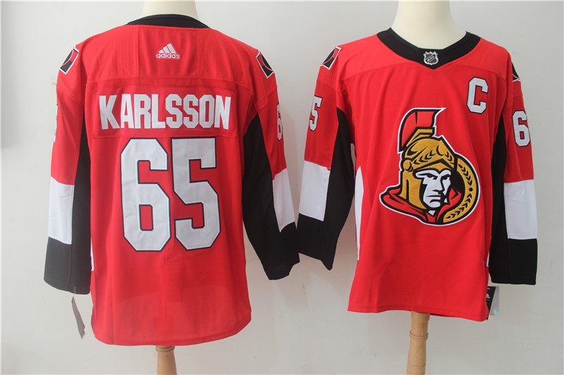 Men's Adidas Ottawa Senators #65 Erik Karlsson Red Stitched NHL Jersey