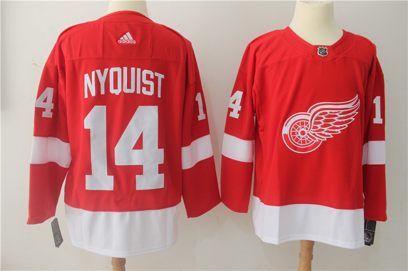 Men's Adidas Detroit Red Wings #14 Gustav Nyquist Red Stitched NHL Jersey