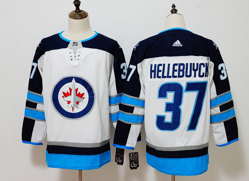 Men's Adidas Winnipeg Jets #37 Connor Hellebuyck White Stitched NHL Jersey