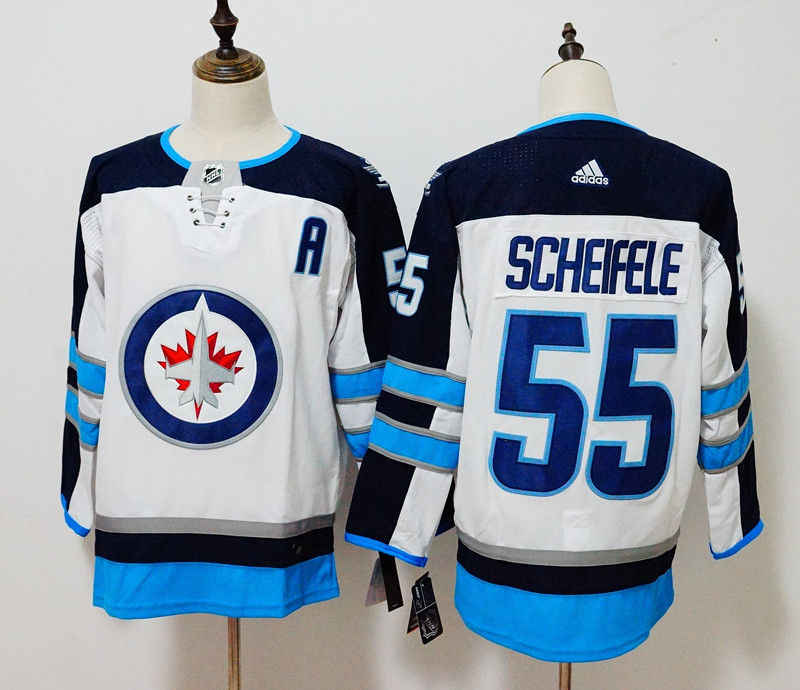 Men's Adidas Winnipeg Jets #55 Mark Scheifele White Stitched NHL Jersey