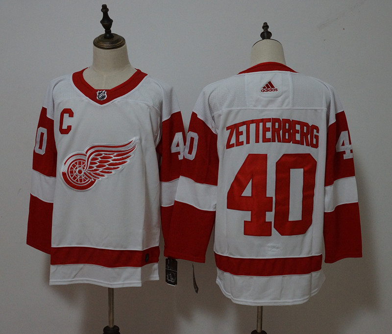 Men's Adidas Detroit Red Wings #40 Henrik Zetterberg White Stitched NHL Jersey