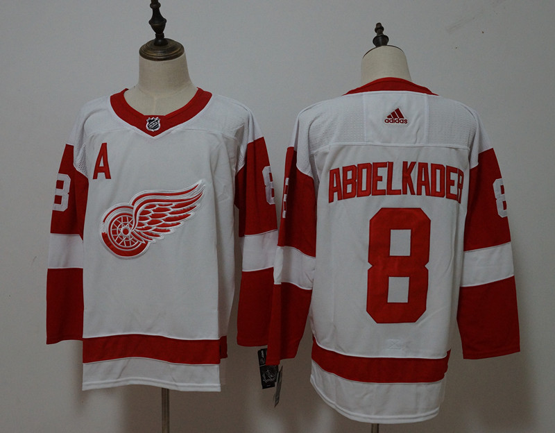 Men's Adidas Detroit Red Wings #8 Justin Abdelkader White Stitched NHL Jersey