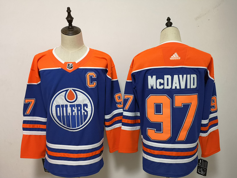 Men's Adidas Edmonton Oilers #97 Connor McDavid Royal Blue Stitched NHL Jersey