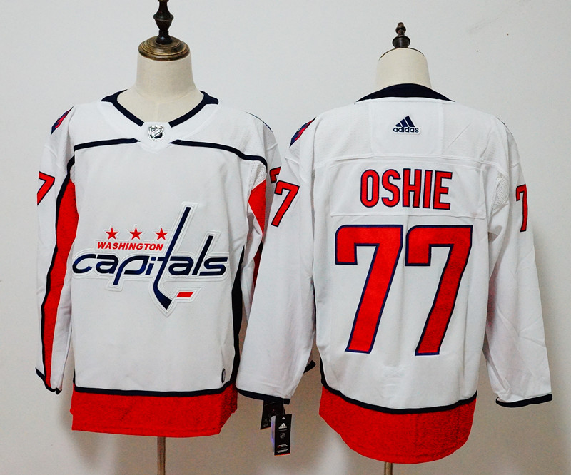 Men's Adidas Washington Capitals #77 TJ Oshie White Stitched NHL Jersey
