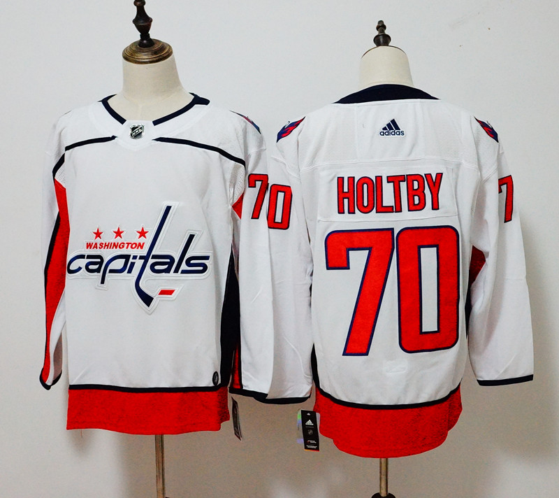 Men's Adidas Washington Capitals #70 Braden Holtby White Stitched NHL Jersey