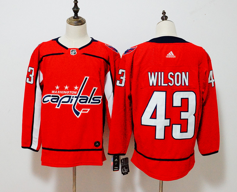 Men's Adidas Washington Capitals #43 Tom Wilson Red Stitched NHL Jersey