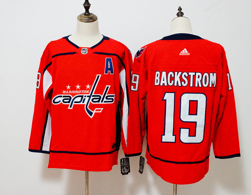 Men's Adidas Washington Capitals #19 Nicklas Backstrom Red Stitched NHL Jersey