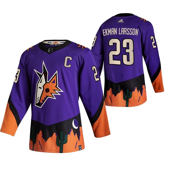 Men's Arizona Coyotes #23 Oliver Ekman-Larsson Purple 2020-21 Reverse Retro Stitched NHL Jersey