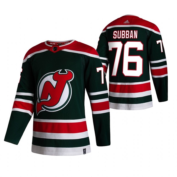 Men's New Jersey Devils #76 P.K. Subban Green Reverse Retro Stitched NHL Jersey