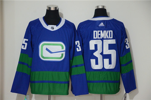 Men's Vancouver Canucks #35 Thatcher Demko Blue Stitched NHL Jersey
