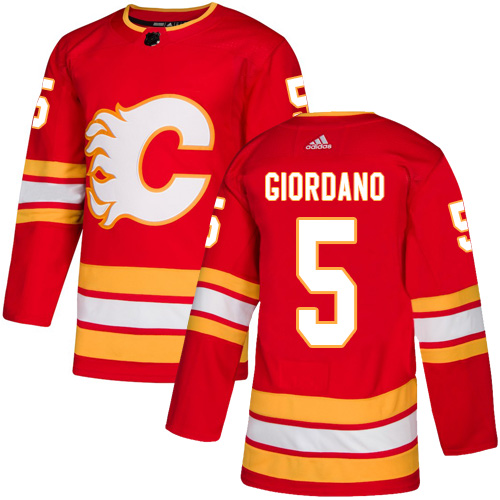 Men's Calgary Flames #5 Mark Giordano Red Stitched NHL Jersey