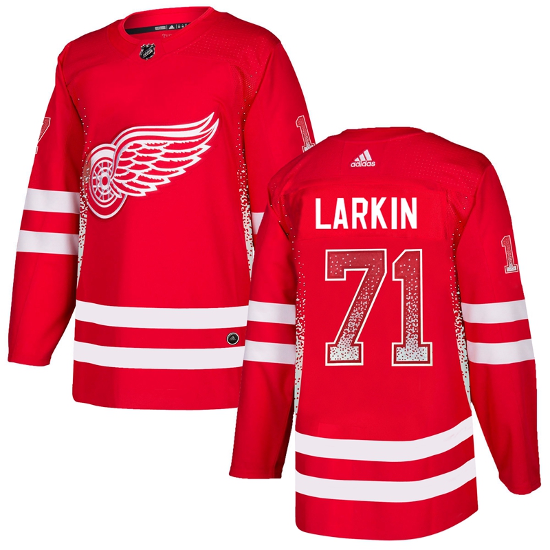 Men's Detroit Red Wings 71 Dylan Larkin Red Drift Fashion Stitched NHL