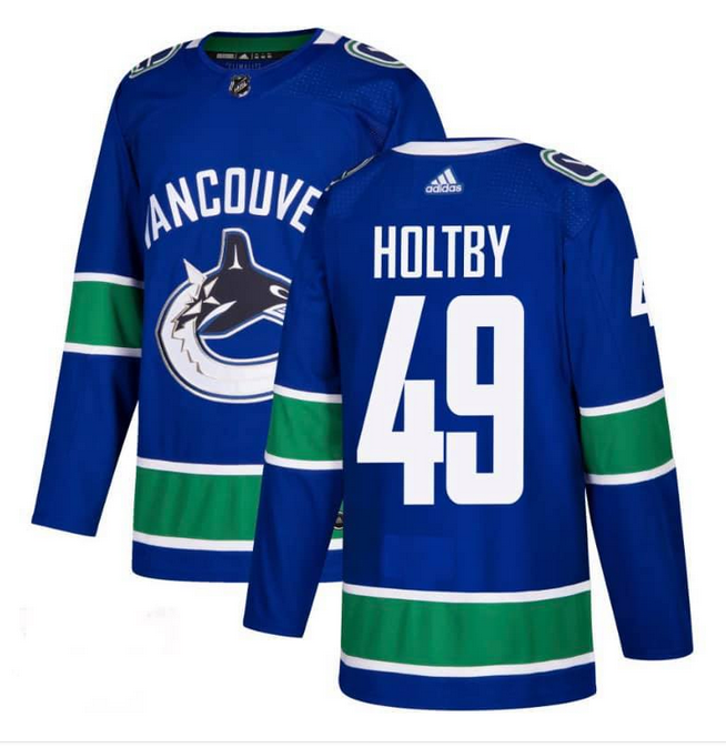 Men's Vancouver Canucks #49 Braden Holtby Blue Stitched NHL Jersey